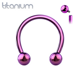 Implant Grade Titanium Internally Threaded Purple PVD Horseshoe Circular Barbell